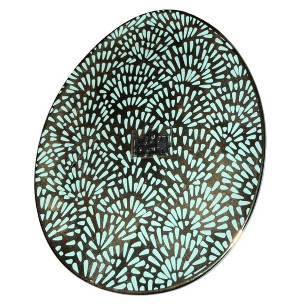 Egg Shaped Strawberry Street 10 Plate Oval Blue Dandelion Pattern Ceramic NWT